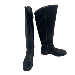 Franco Sarto Women's US Sz 6.5 M EU 36.5 Black Leather Riding Boot Knee High